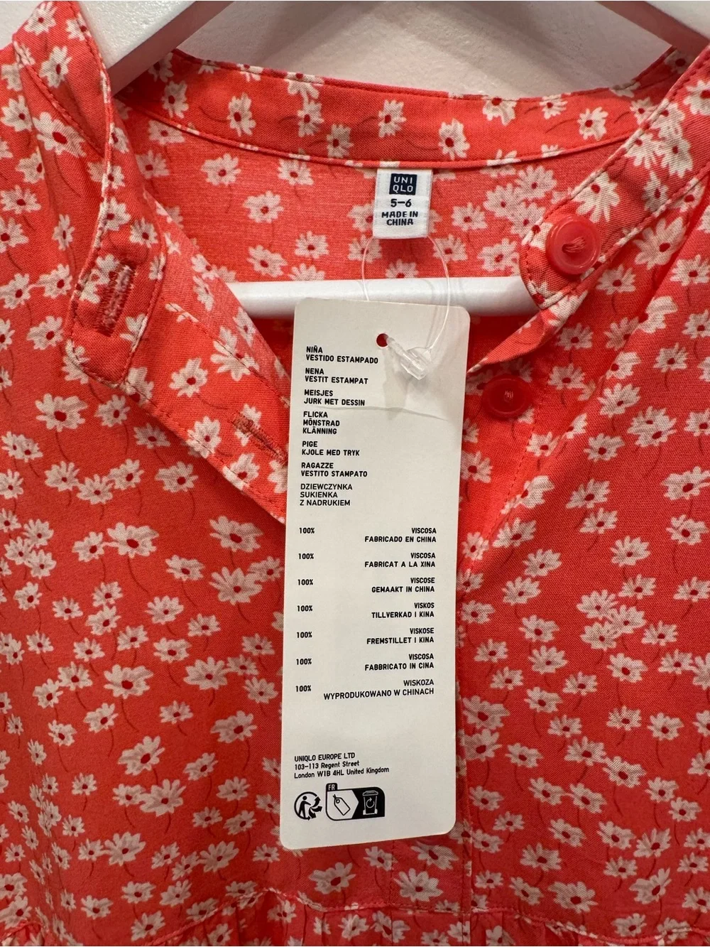 Uniqlo Pink Floral Button-Front Cap-Sleeve Dress